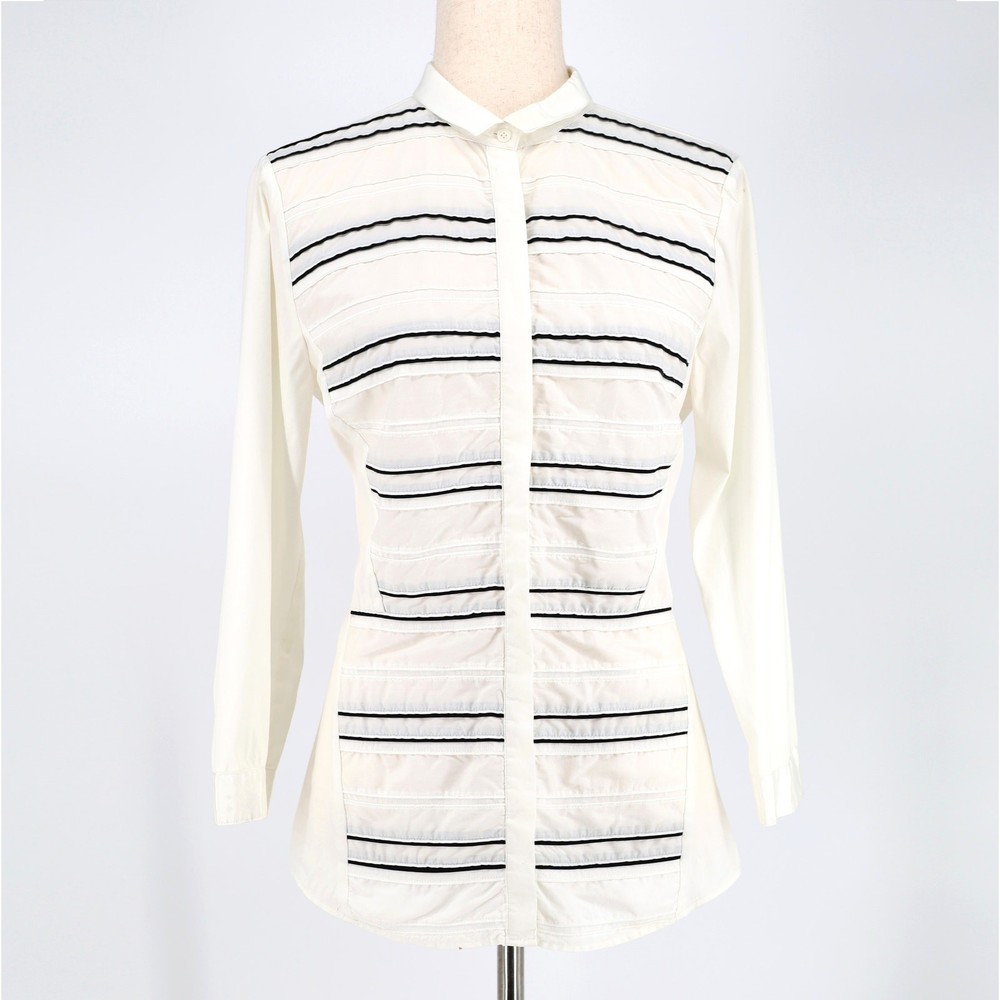 Lafayette 149 New York Women White Cotton Classic Button Down Shirt Size 10