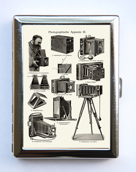 Vintage Camera Design Slim Cigarette Case Wallet Card Holder Retro Style  