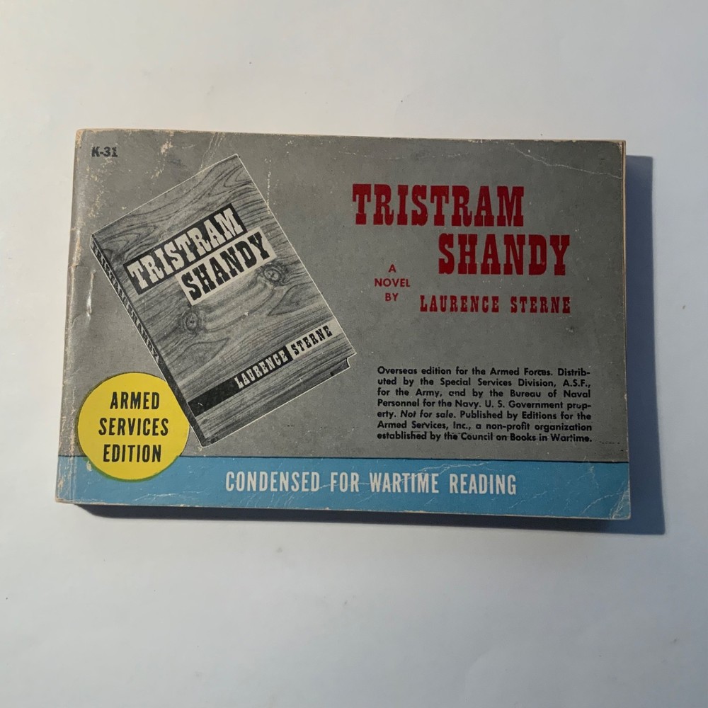 Tristram Shandy by Laurence Sterne 1944 Armed Services Edition K-31  / VG - VG+