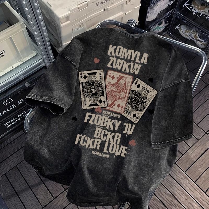 Vintage Acid Wash Graphic T-Shirt Oversized Streetwear Grunge Rock Skull Tee