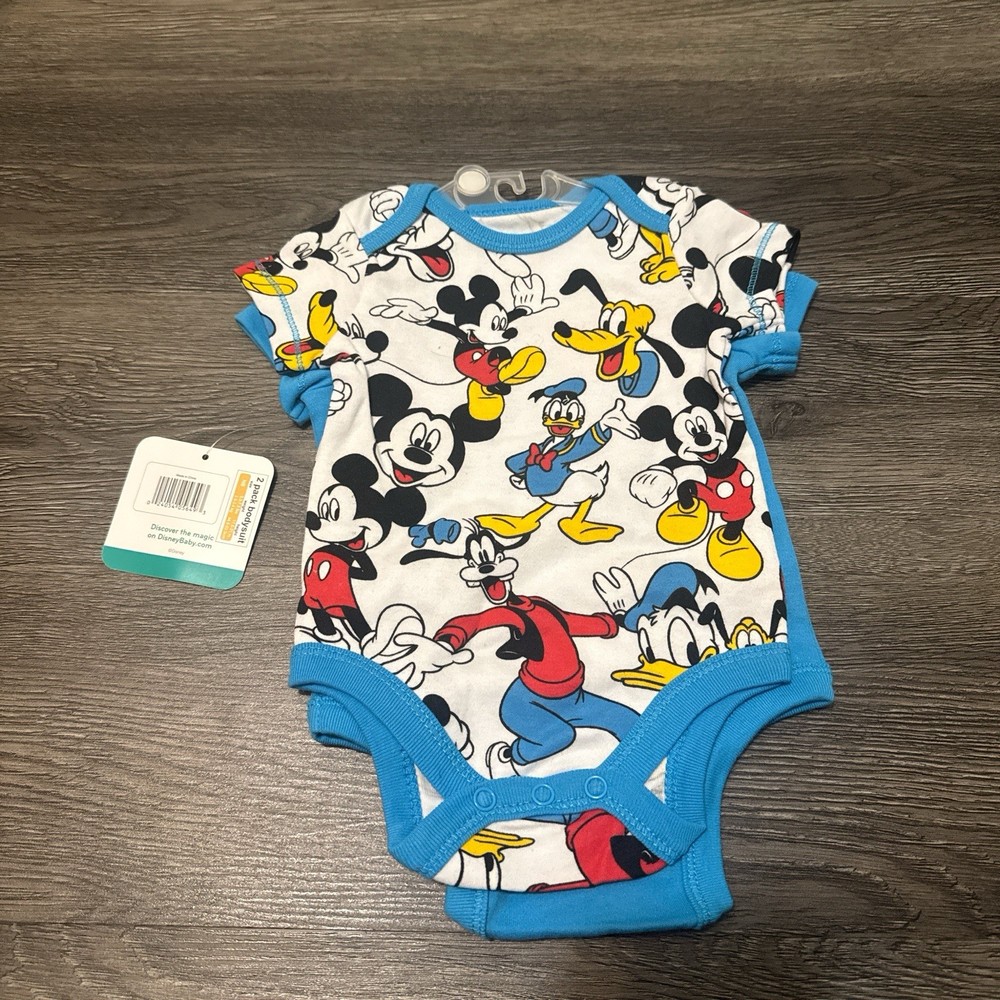 New Walt Disney World Mickey Mouse Bodysuit NEWBORN 2 Pack Tags