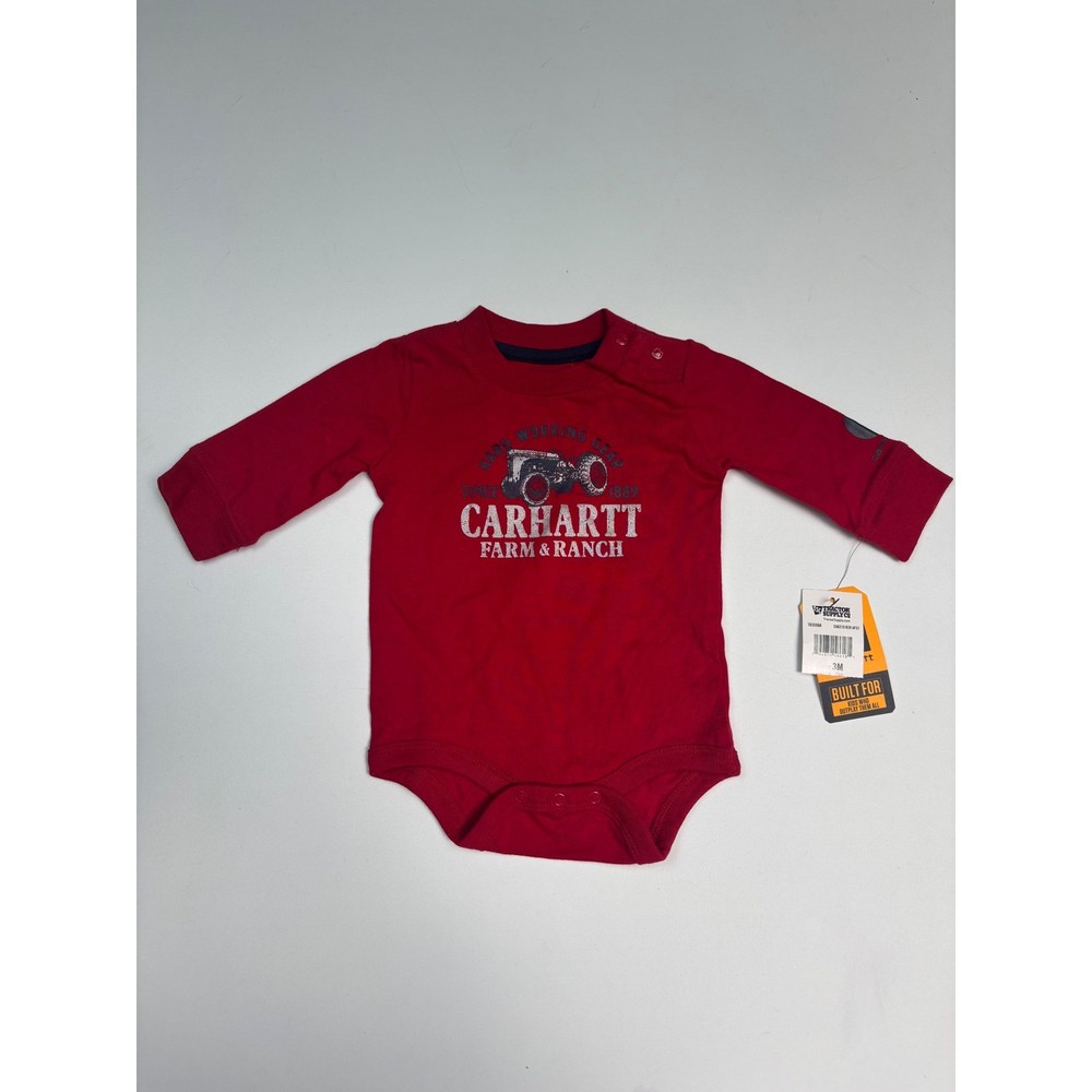 NWT Carhartt Baby Boys Red Farm & Ranch Long Sleeve Bodysuit TK6210-B 3M