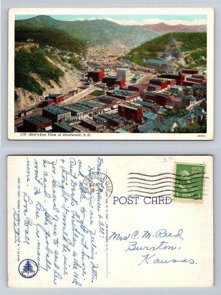 Deadwood, SD-South Dakota, Bird’s Eye View of Mining Town Vintage Postcard