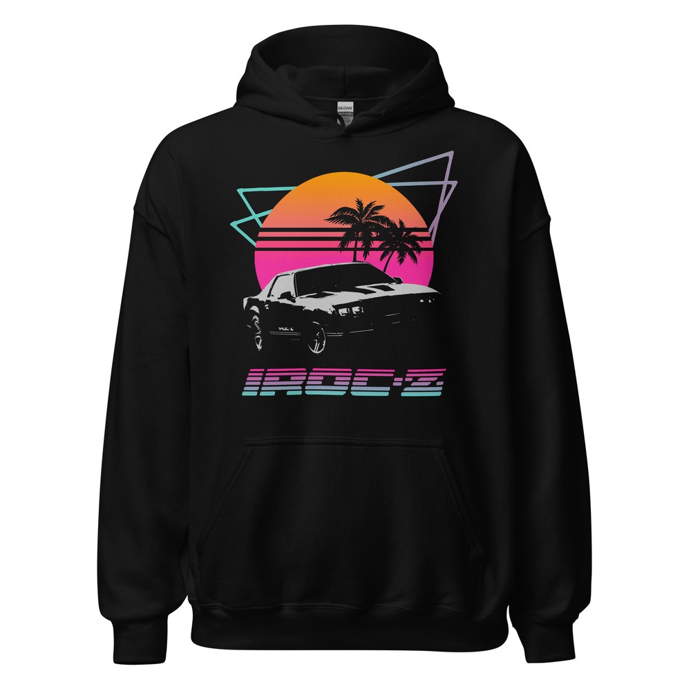 1980's Retro Wave Chevy Black Camaro IROC-Z Unisex Hoodie
