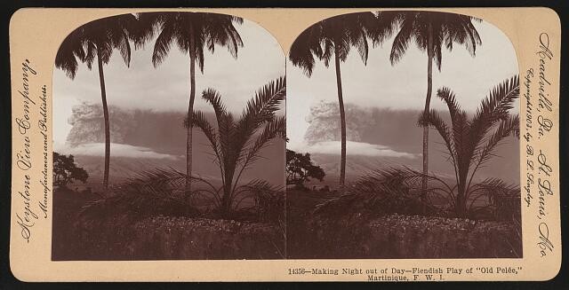 Photo:Martinique 1903 Mount Pel�e Eruption Volcano Ash Cloud Stereo View