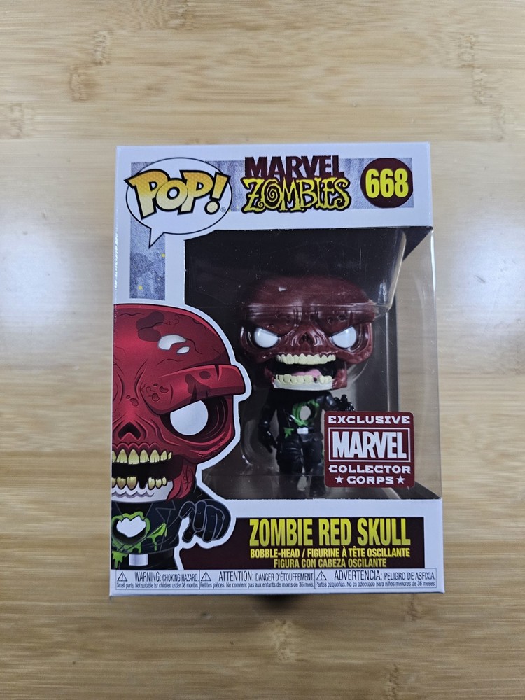 Marvel Zombies Zombie Red Skull Funko POP #668 with Protector Case