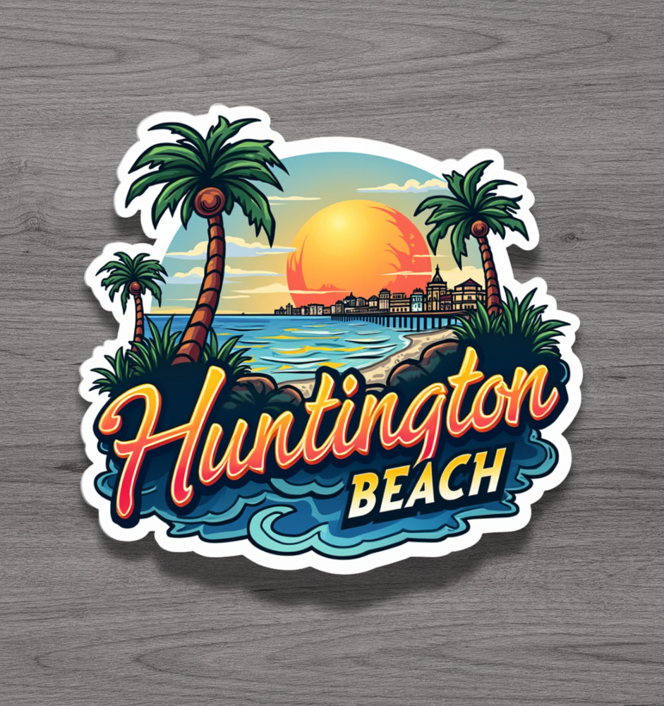 Huntington Beach California Fridge Magnet or Laptop Sticker