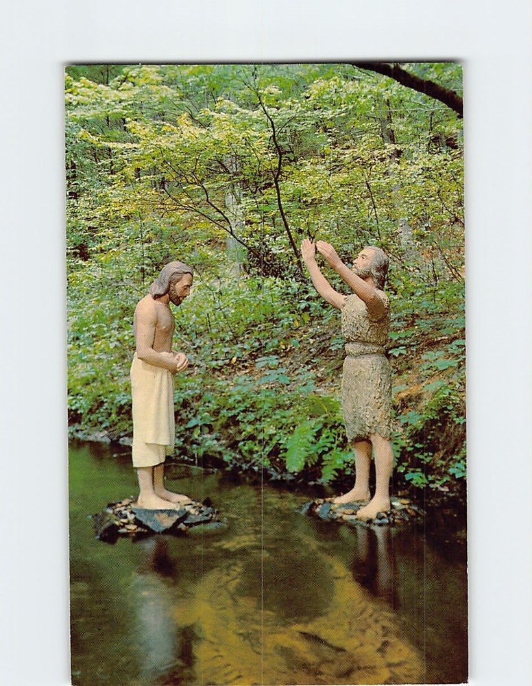 Postcard The Baptism Scene at Biblical Gardens Wisconsin USA