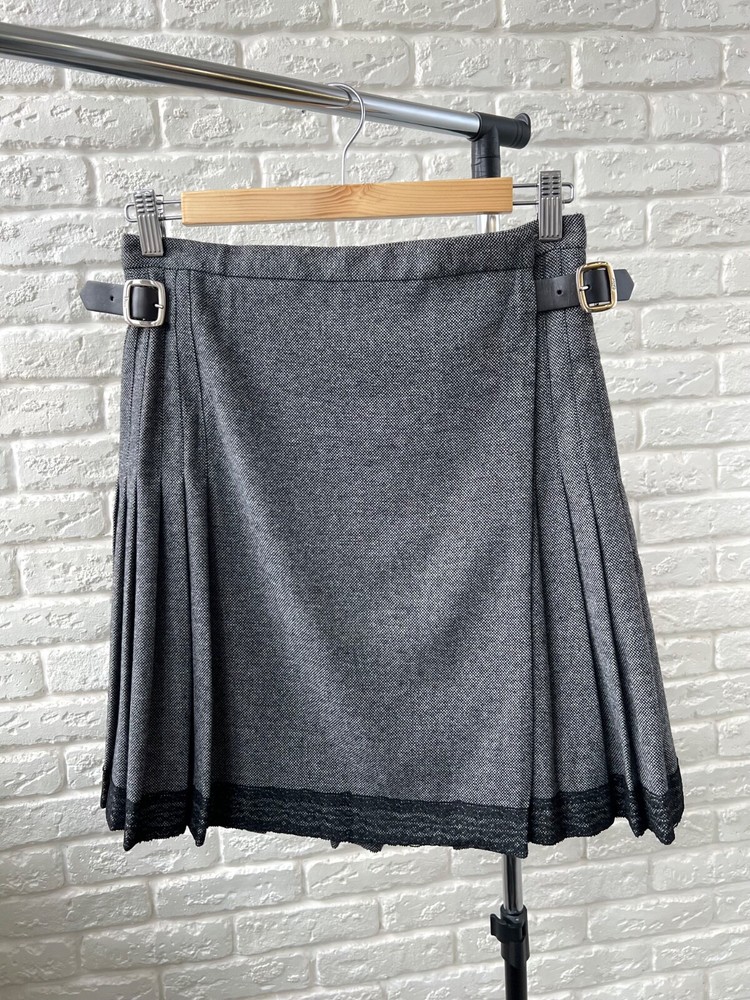 Christian Dior Gray Pleated Wool Knit Skirt Women's Size 42