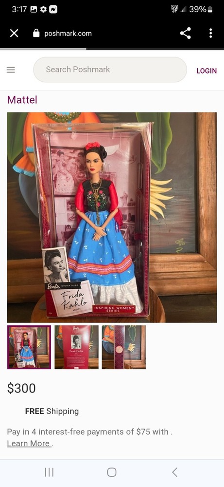 Frida Kahlo Mattel Barbie Doll Inspiring Women Series Mexican Artist