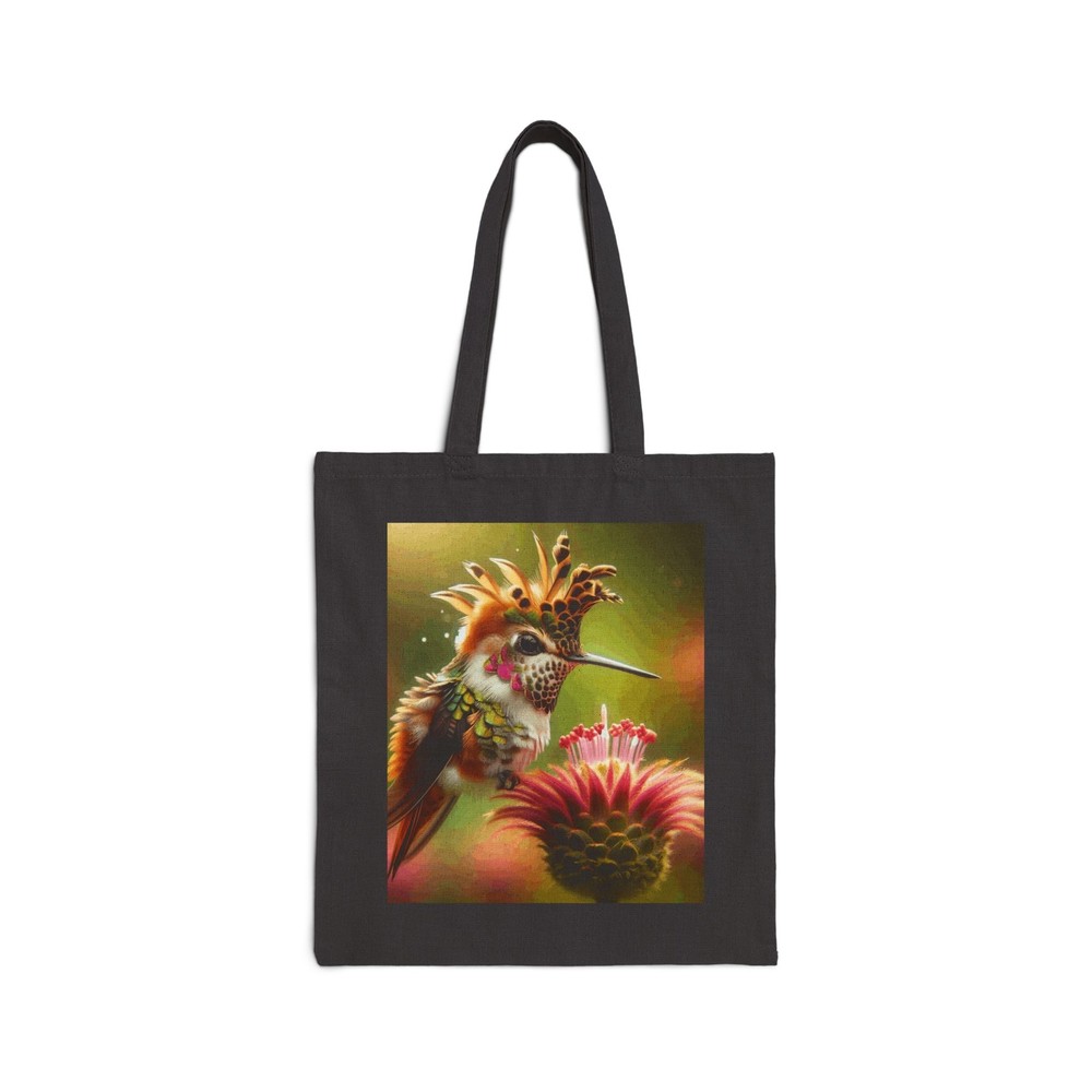 Coquette Hummingbird Cotton Canvas Tote Bag with Frilled Nature Design 5 Gift
