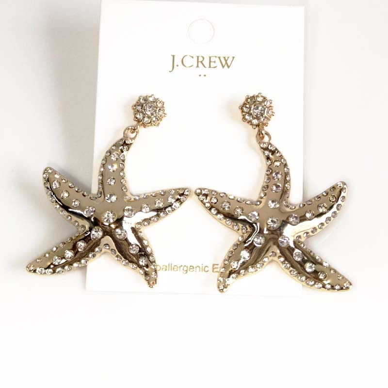 Jcrew Starfish Drop Earrings Bold Statement Jewelry for Women Party Vacation