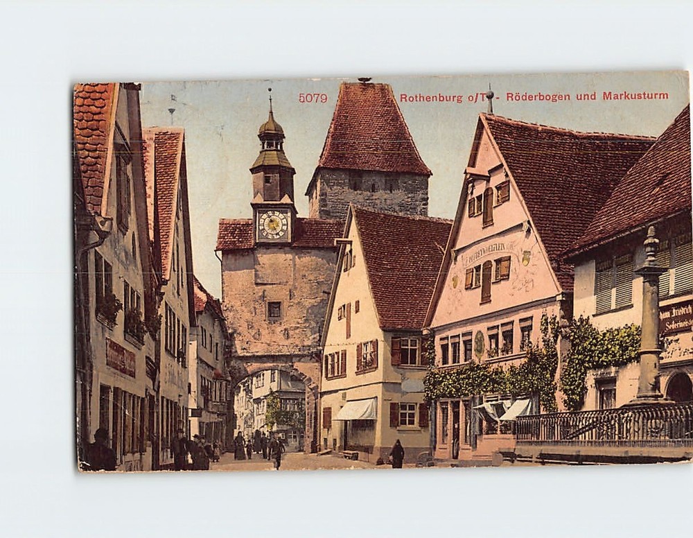 Postcard Roderbogen & Markusturm (Markus Tower) Rothenburg ob der Tauber Germany