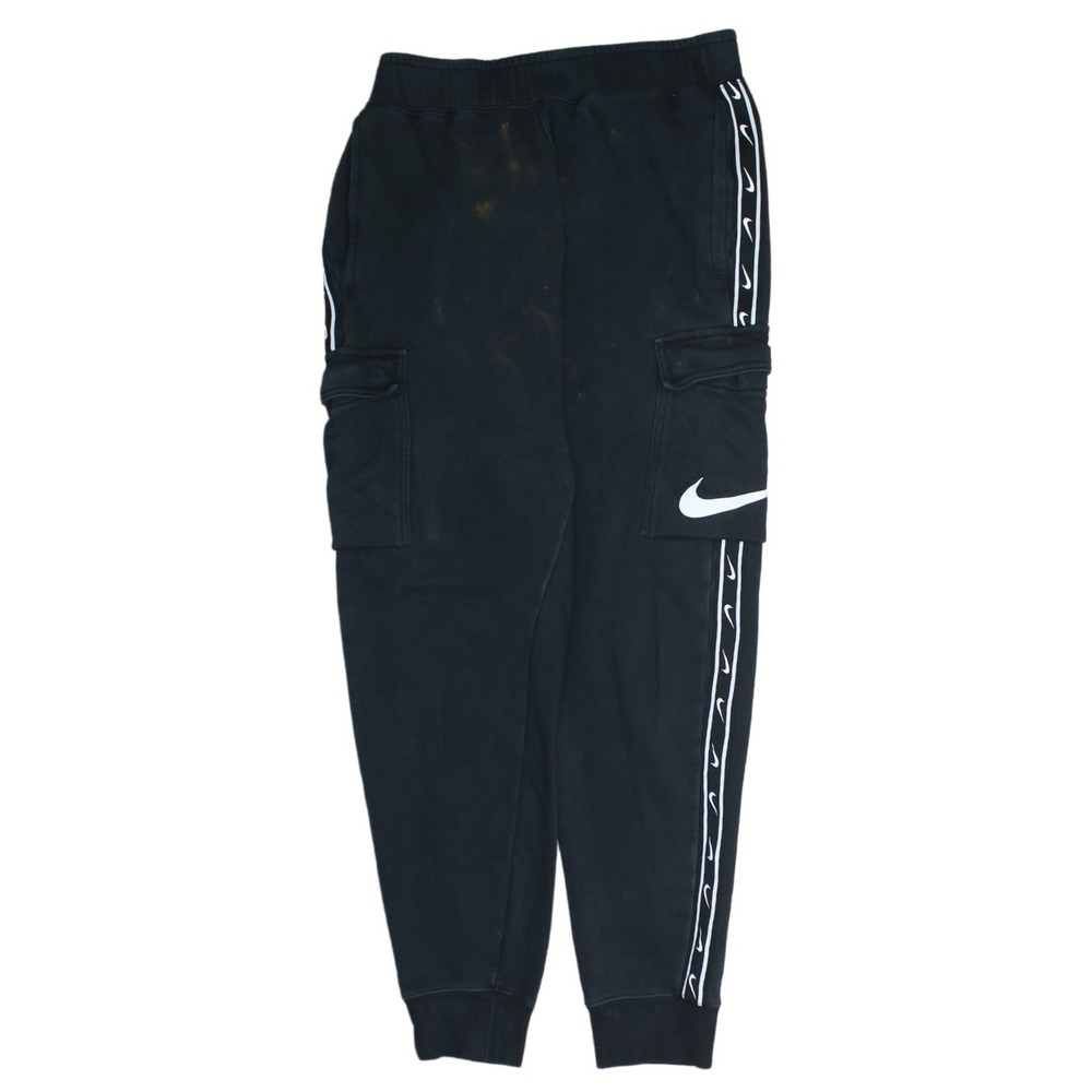 Nike Mens Cargo Joggers Black Fleece Side Swoosh Tape Cuffed Sweatpants S