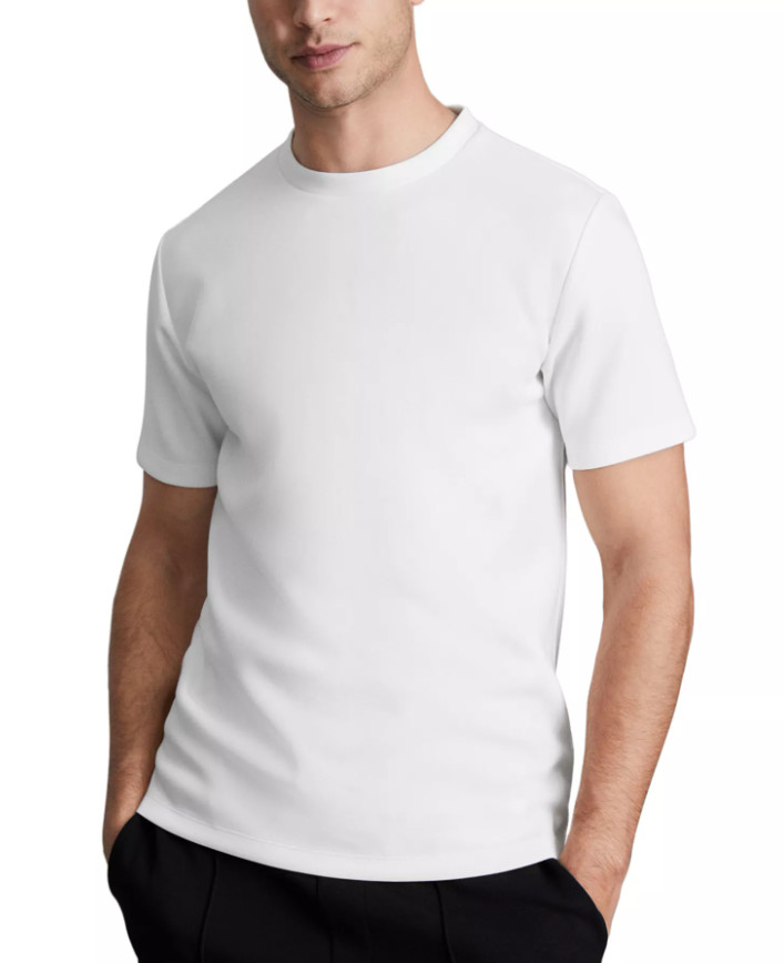 Reiss men's Bradley Interlock Crewneck T- Shirt - size XL - White