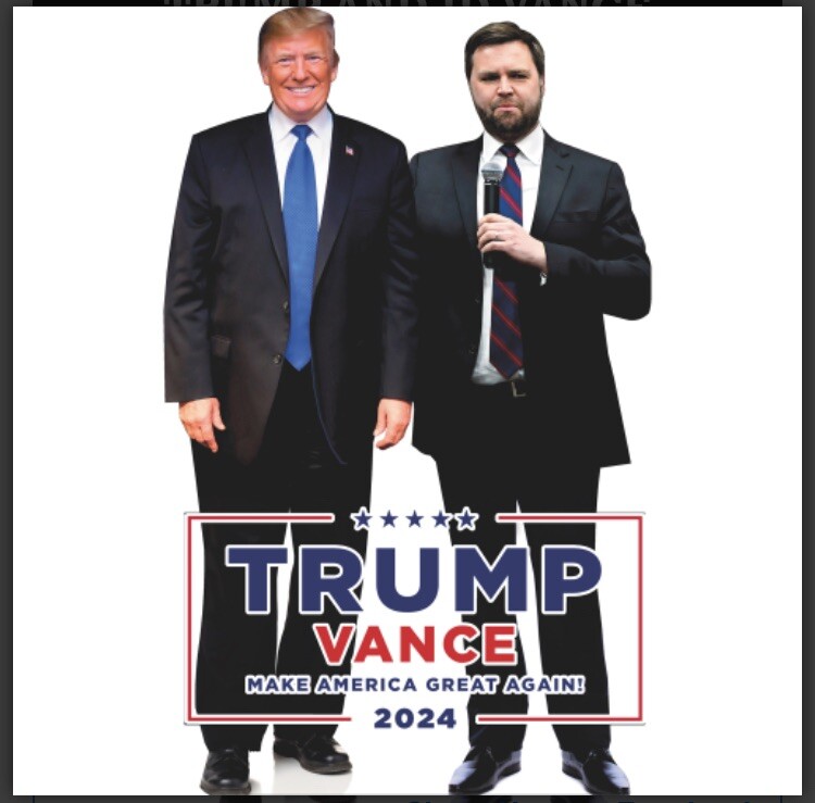 Donald Trump and JD Vance Life Size Cardboard Cutout Free Shipping!