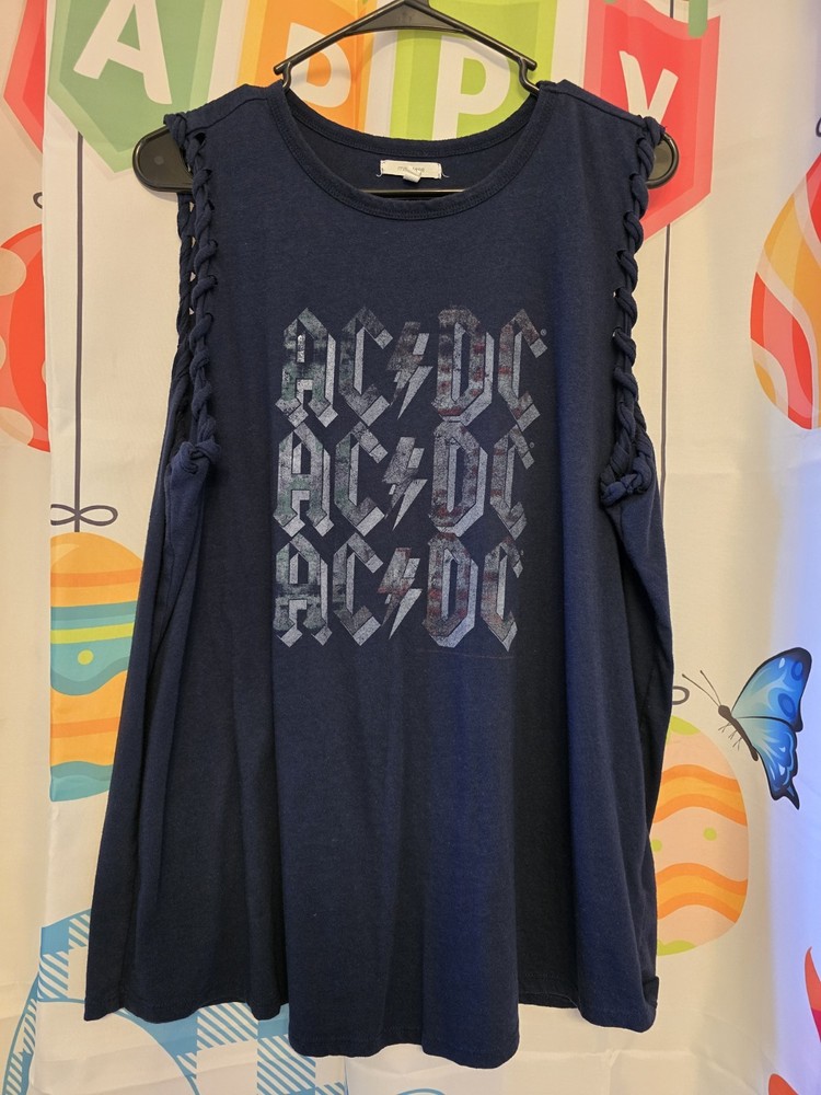 Maurices Women's Sleeveless Navy Blue ACDC Graphic Tank Top 1X