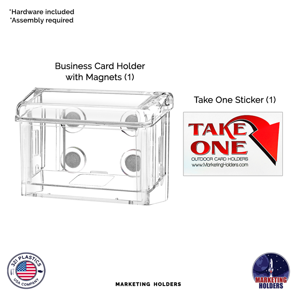 Magnetic Vehicle Business Card Holder with Lid Take a Card Sticker Clear Acrylic