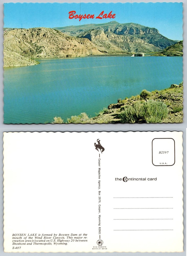 Vintage Boysen Lake Wyoming Postcard - Wind River Canyon Scenic View