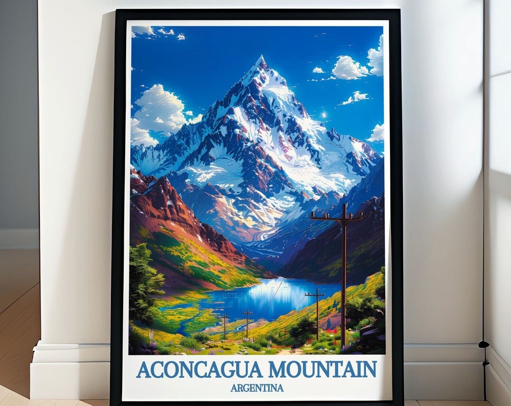 Aconcagua Mountain Poster Andes Mountain Range Travel Poster Aconcagua Poster
