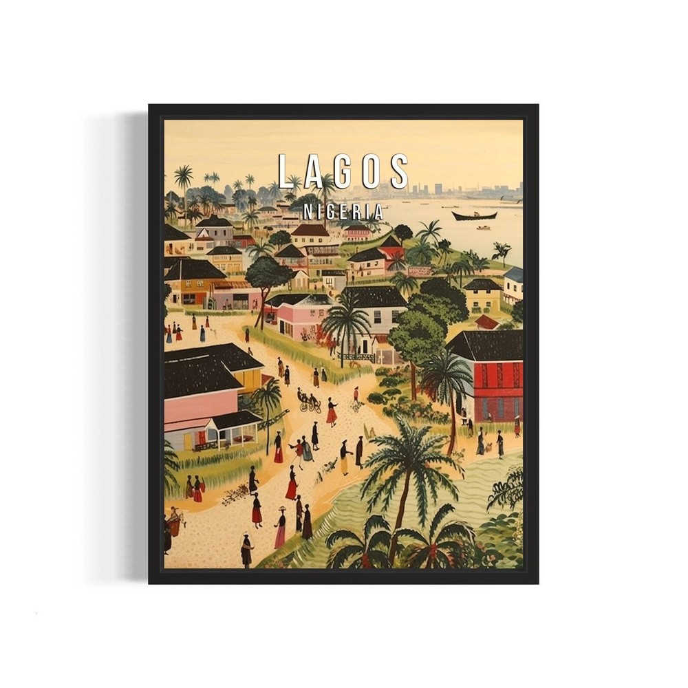 Lagos Nigeria Poster Art Print Famous City Retro Vintage Painting Wall Art Decor