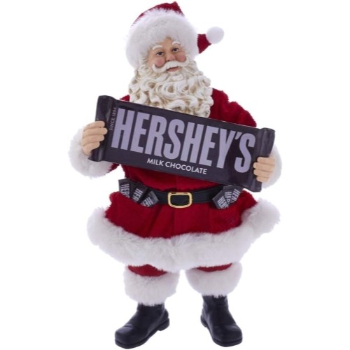 Kurt Adler Fabriche Tabletop Christmas Figurine, Santa with Hershey Bars, 10