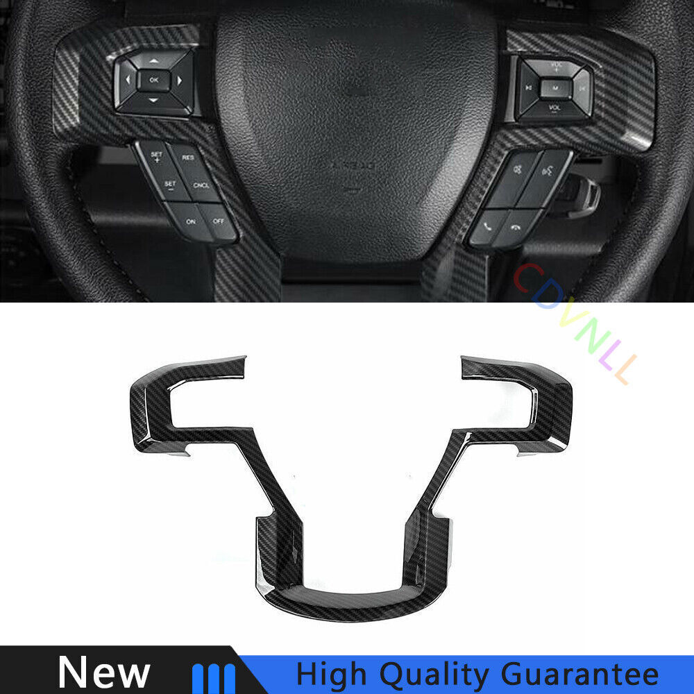 Fit For Ford F150 F-150 2015-2020 Carbon Fiber Steering Wheel Decor Cover Trim
