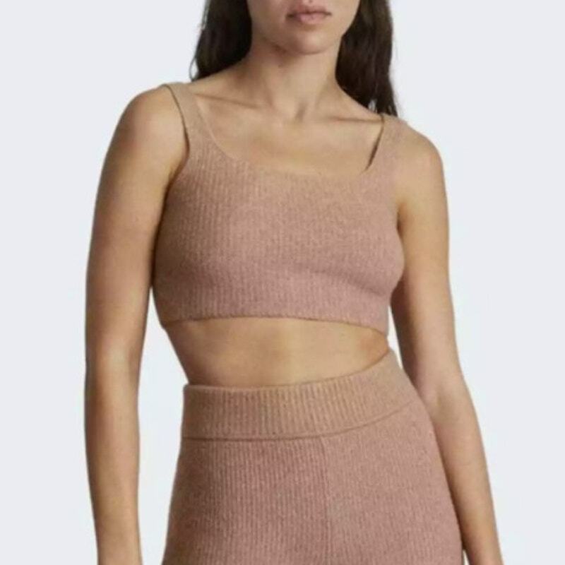 Everlane Cozy-Stretch Yak Wool Blend Crop Tank in Camel Brown Size Small NWT