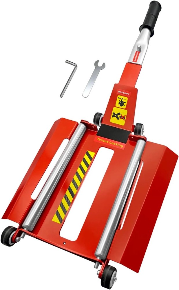 Upgraded Portable Effortless Tire Jack Tool with Roller Plate and Double Ramp, R
