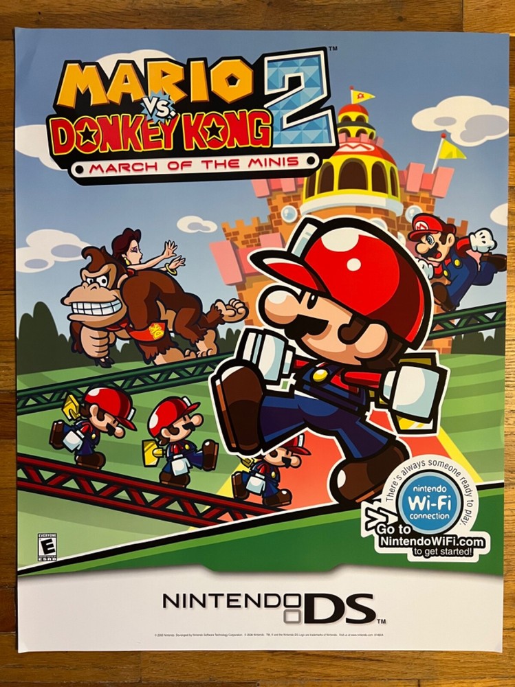🔥 Mario vs Donkey Kong 2 Nintendo DS Vintage Video Game PROMO Poster NEW!!! 🔥