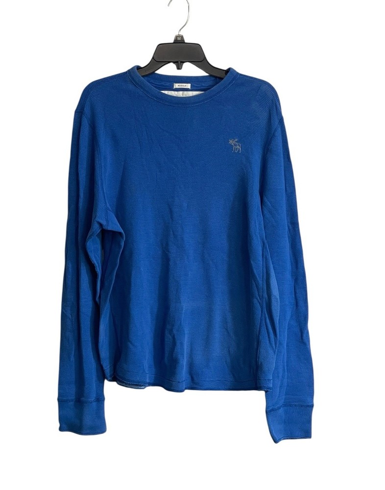 Y2k Abercrombie & Fitch Muscle Fit Thermal Waffle Knit Shirt Crew Blue Large