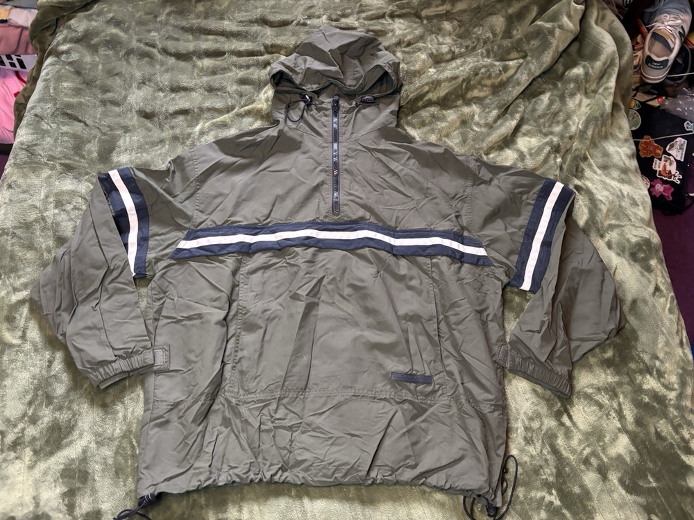 Old Navy Anorak Windbreaker Jacket Mens Large Green Vintage Y2K Hooded Baggy