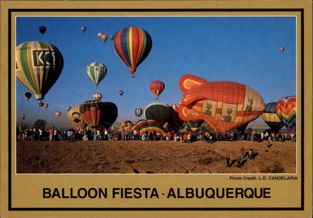 Albuquerque New Mexico Hot Air Balloon Fiesta spaceship shape vintage postcard