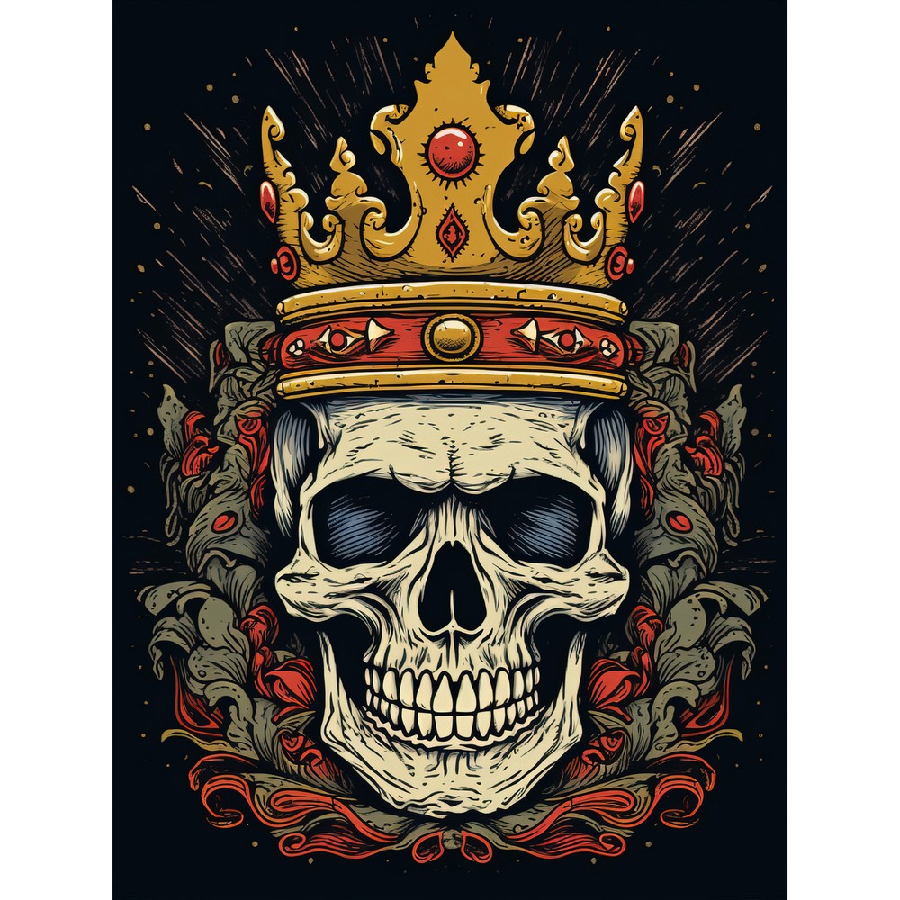 Skull Crown Old School USA Tattoo Rockabilly Americana 50s Wall Art Print 18X24