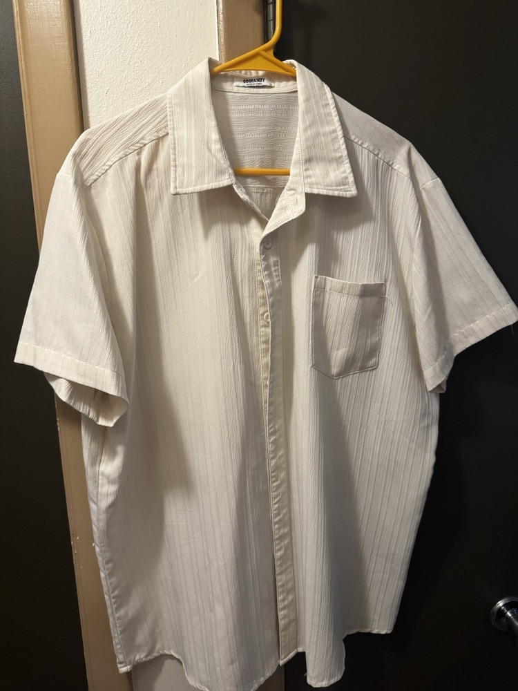 Coofandy Men’s Summer Linen Blend Short Sleeve Ivory Button Up Shirt Sz XL