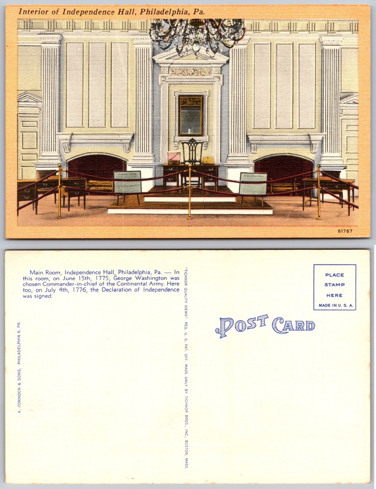 Interior Independence Hall Philadelphia Pa Postcard