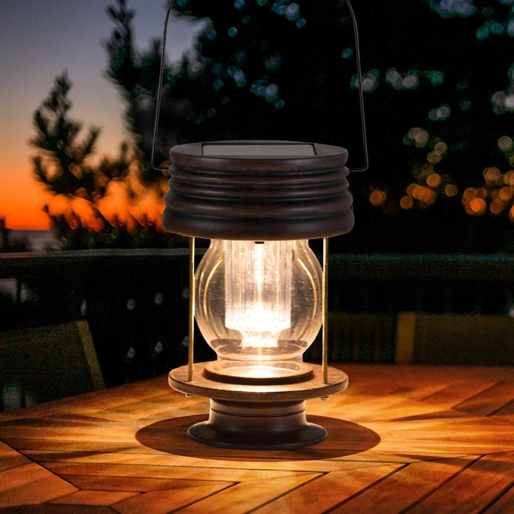 Hanging Solar Garden Lights Outdoor - 8.3” Solar Powered Waterproof Retro Christ