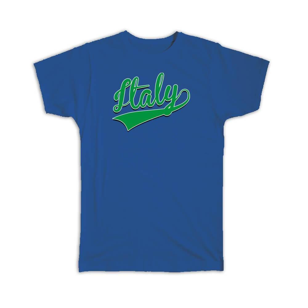 Italy Flag Baseball Tee - Varsity Script Italian Pride Gift