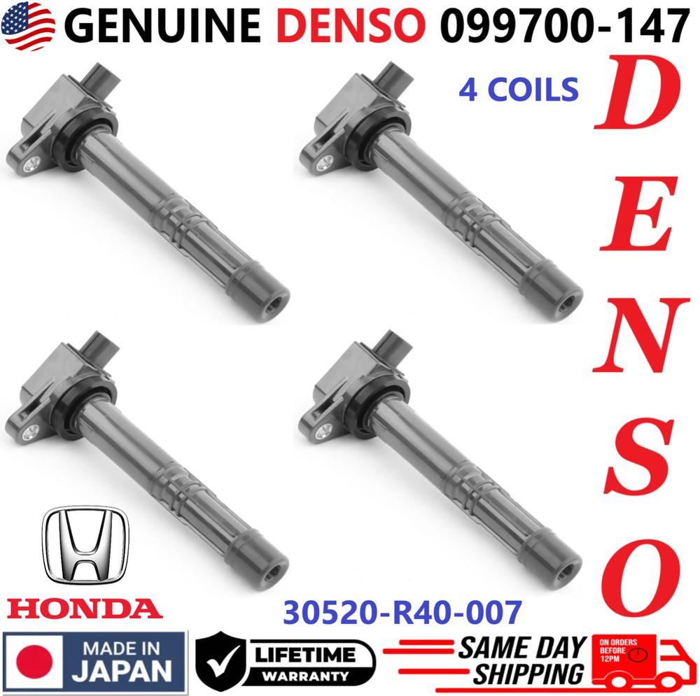 Genuine Denso x4 Ignition Coils for 2004-2015 Honda Acura 2.4L I4 Engine 099700-147