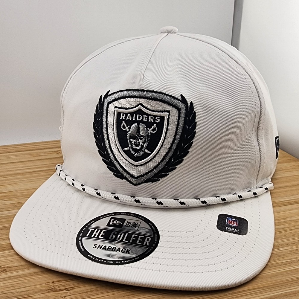 Las Vegas Raiders Golfer Hat, Tee Holds, White Cap w/Rope, New Era, Snapback