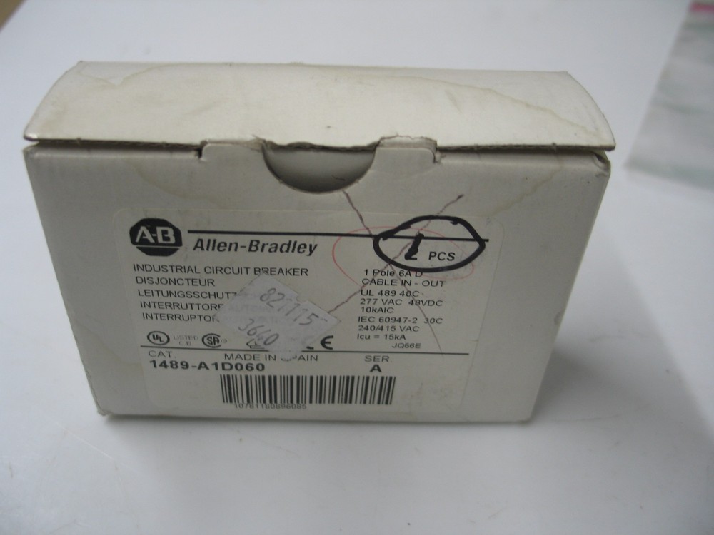 Nib  Ab Allen Bradley 1489-A1D060 Din Circuit Breaker  6A/277V Cur D A1192