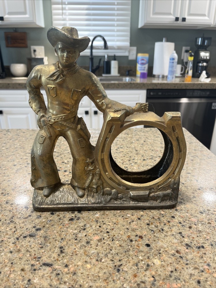 Vintage United Clock Cowboy Horseshoe Mantel Clock Casing