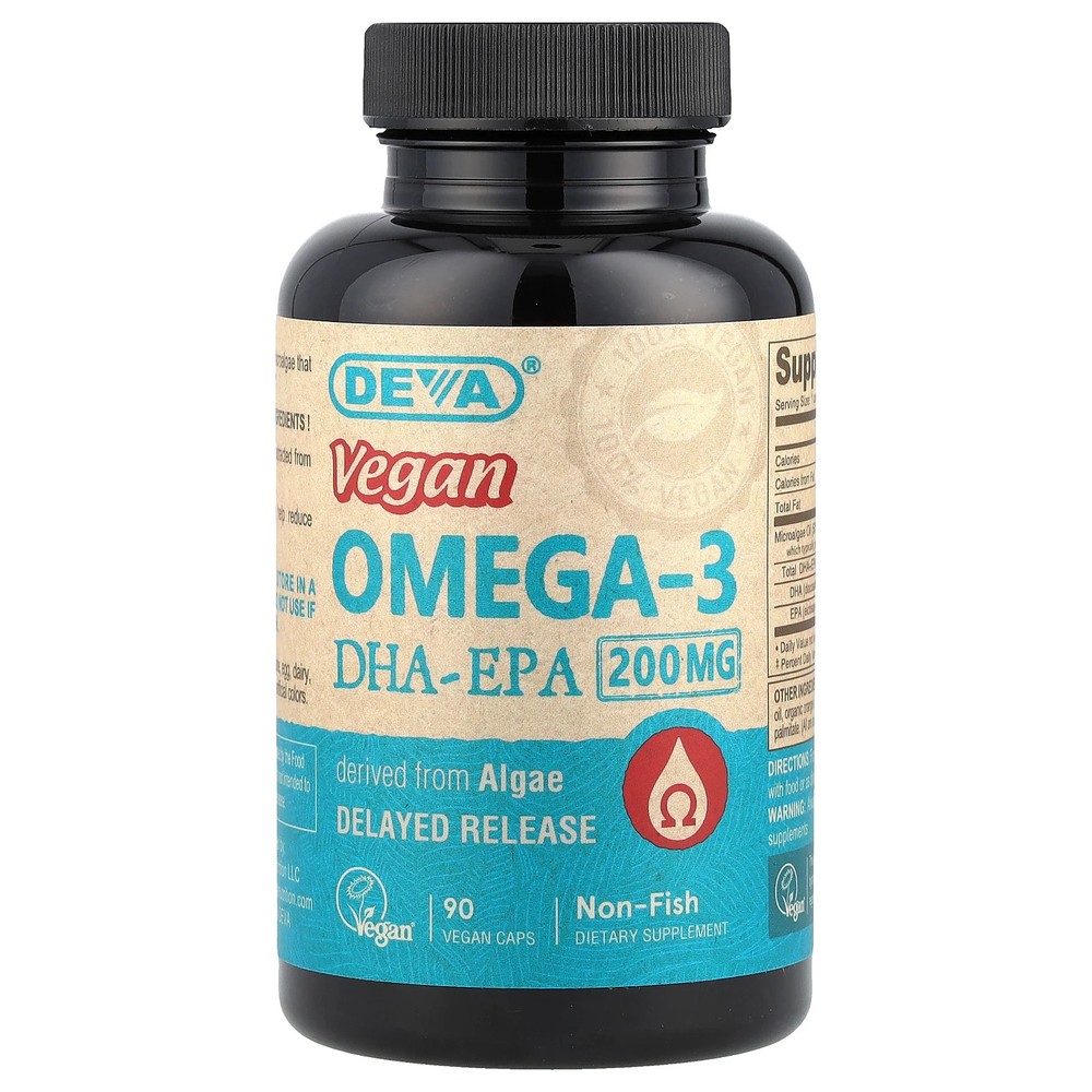 Vegan Omega-3 DHA-EPA Delayed Release 200mg 90 Caps