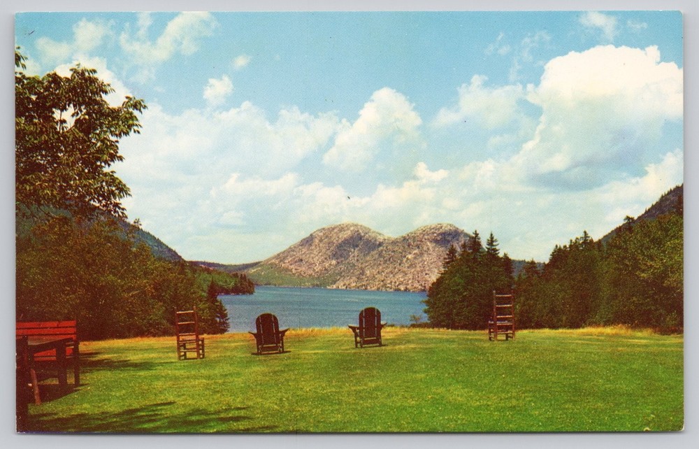 Jordan Pond & The Bubbles Acadia National Park Maine Photochrome Postcard-image