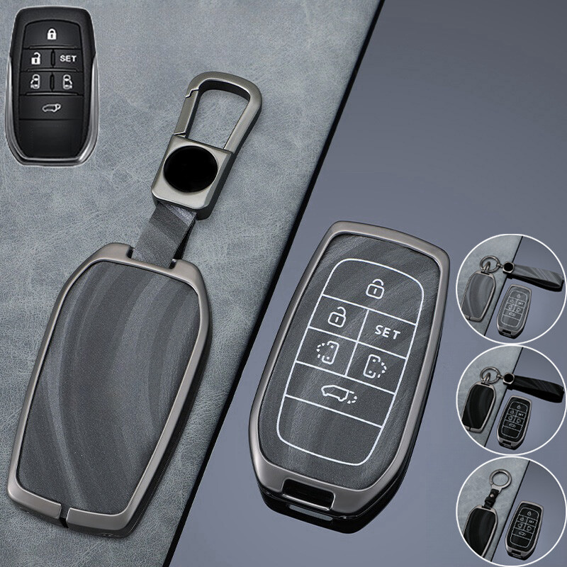 Zinc Alloy Leather Car Key Fob Case Cover For Toyota Trd Alphard Previa 2015+