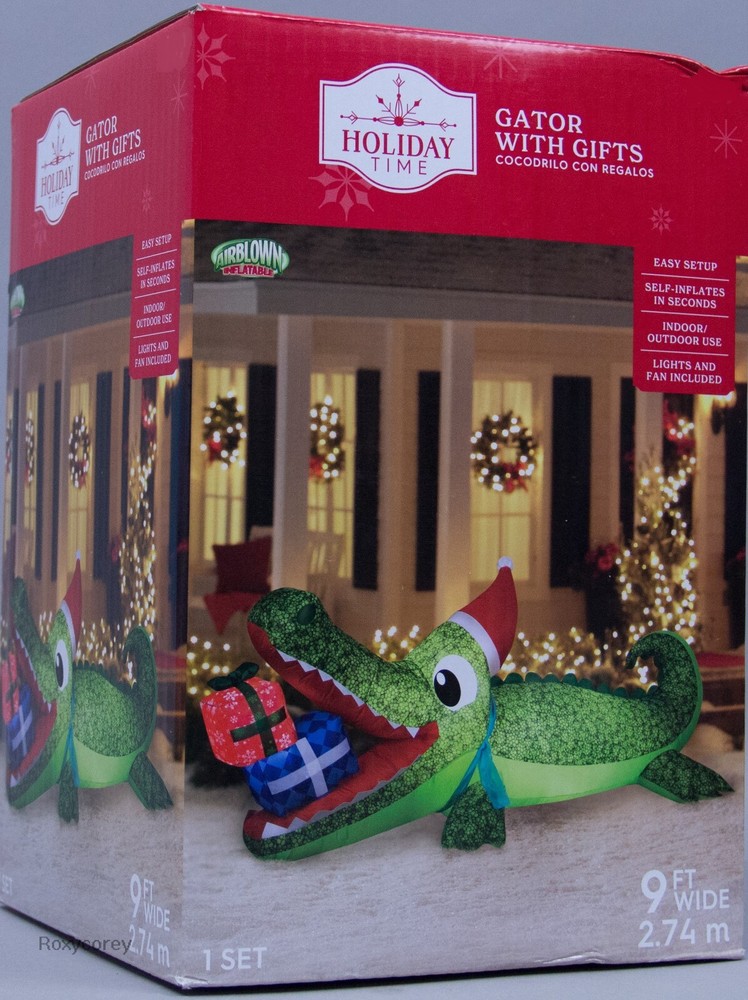 9ft Gemmy Christmas Inflatable Gator with Gifts Airblown New in Box