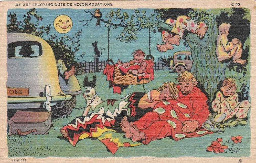 Vintage Postcard We are Enjoying Outside Accommodations  Humor A5560-image
