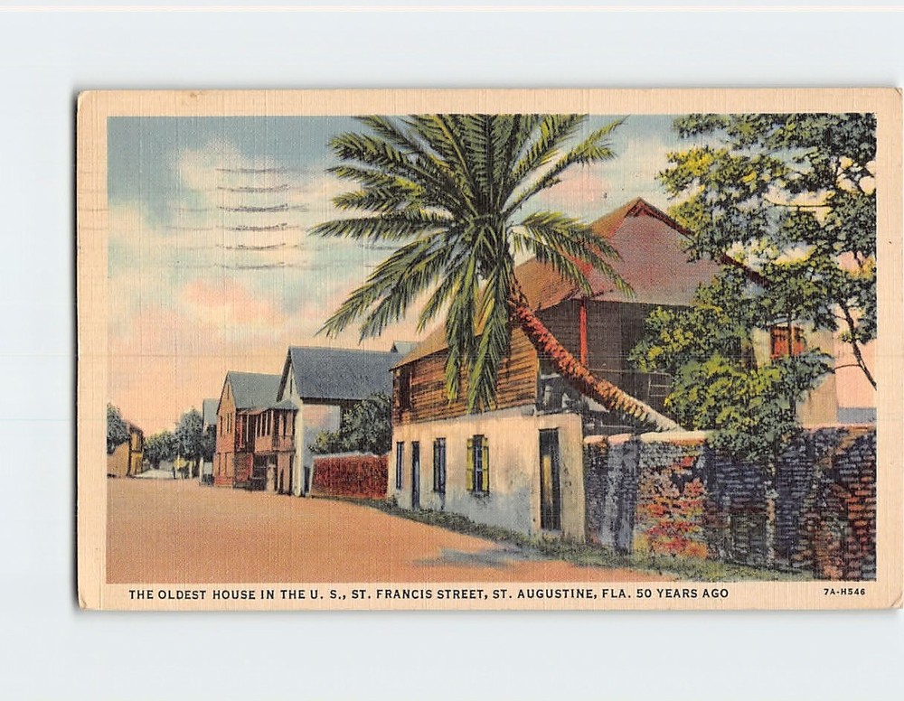 Postcard Oldest House Saint Francis Street St. Augustine Florida USA America