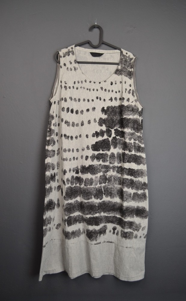 Moyuru Grey Black Abstract Sleeveless Cotton Dress M