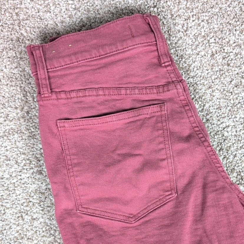 Madewell High Rise Denim Shorts Womens Size 23 Button Fly Pink Frayed Hem
